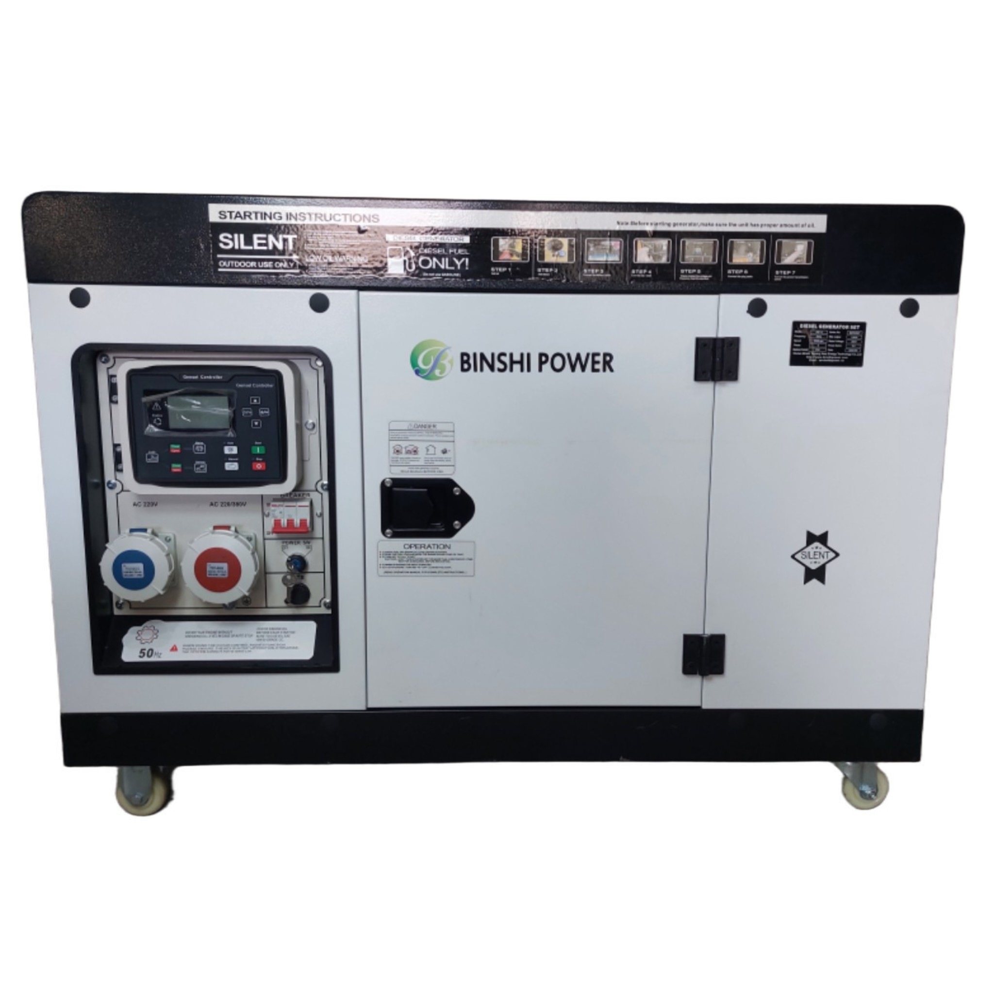 دیزل ژنراتور سایلنت ۱۲ کیلووات BINSHI POWER مدل BS11J (تک‌فاز و سه‌فاز)